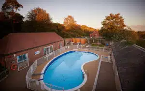 Aerial view of the swimming pool at Windmill Hill