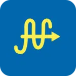 Yellow wavy arrow icon on a blue background, reminiscent of the energy and excitement found at PGL Adventure Holidays.