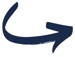 A thick navy blue arrow curves to the left before pointing right.
