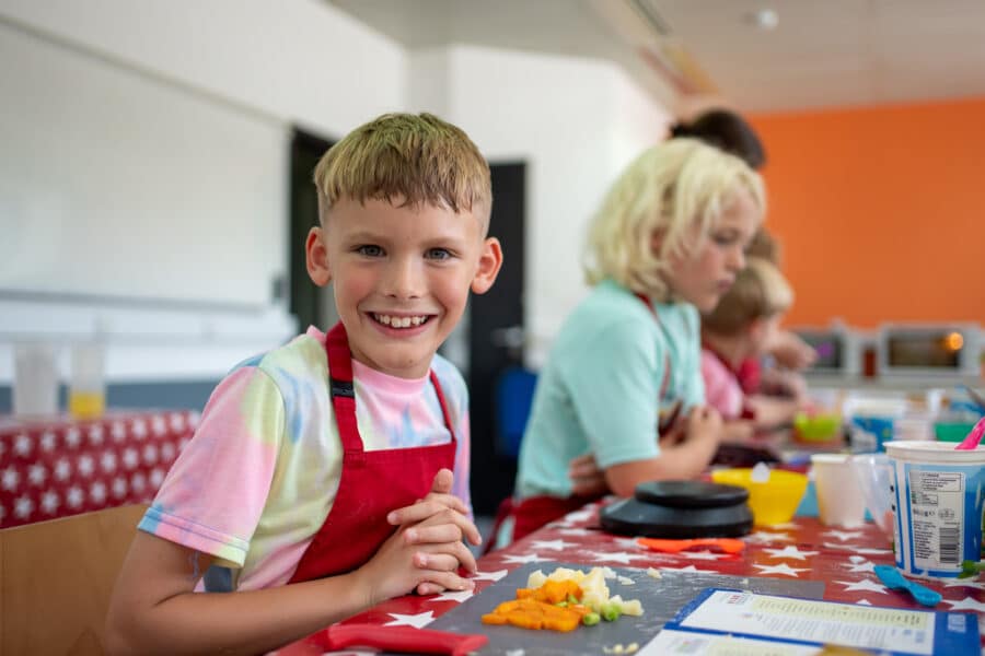 Boy with chopping board