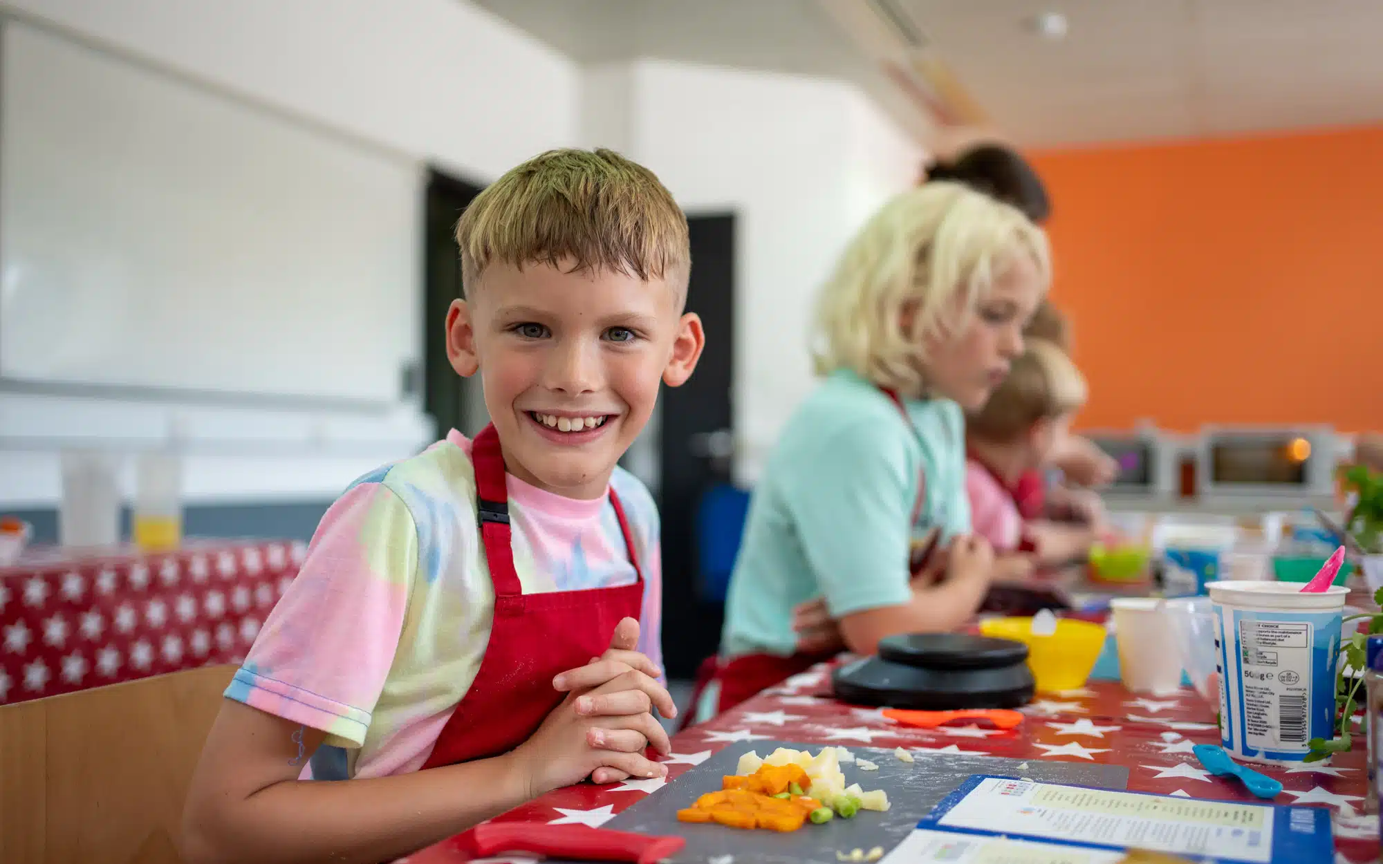 Boy with chopping board