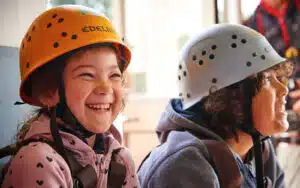 Girl smiling in a helmet