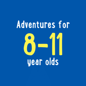 Text reading "Adventures for 8-11 year olds" on a blue background.