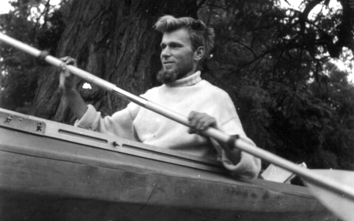PGL founder Peter Gordon Lawrence in a canoe