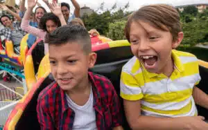 2 boys on a rollercoaster