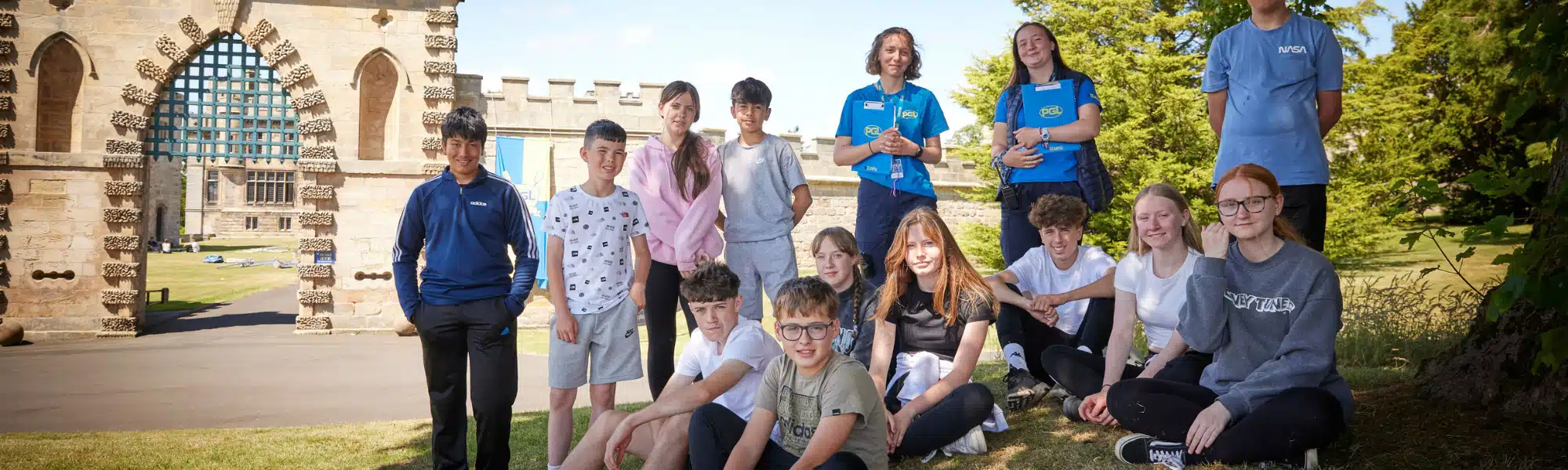 a group of children outside PGL Ford Castle