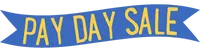 Blue banner with yellow text that reads "PAY DAY SALE.