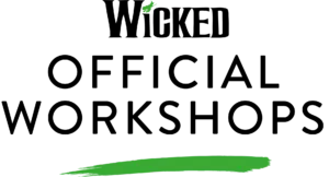 Logo for "Wicked Official Workshops" with the word "Wicked" in stylised text and a green brushstroke underneath, inspired by the fun spirit of PGL Adventure Holidays.